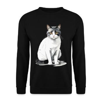Hauskatzen Besitzer Niedliche Katze Katzen Dame - Unisex Pullover - Schwarz - Vorne - Alina (178cm) & Michal (187cm)