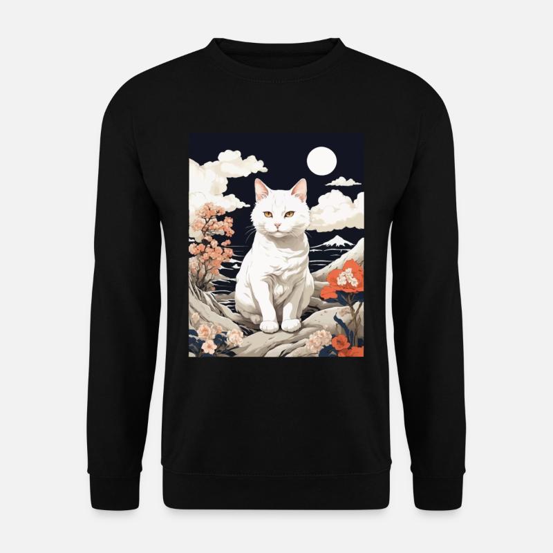 Asiatische Katze Niedliche Haustier Liebe - Unisex Pullover - Schwarz