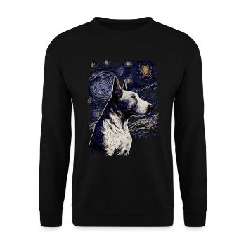 Bullterrier Starry Night - Unisex Pullover - Schwarz - Vorne - Alina (178cm) & Michal (187cm)