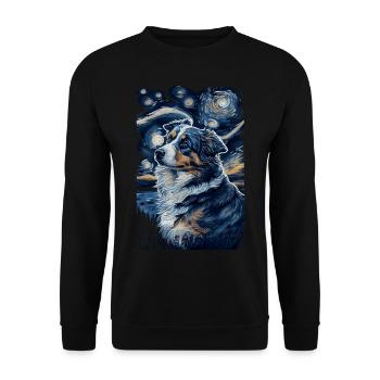 Australischer Hirte Starry Night - Unisex Pullover - Schwarz - Vorne - Alina (178cm) & Michal (187cm)