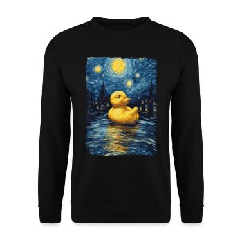 Rubber Duck Starry Night - Unisex Sweatshirt - black - Front - Alina (178cm) & Michal (187cm)