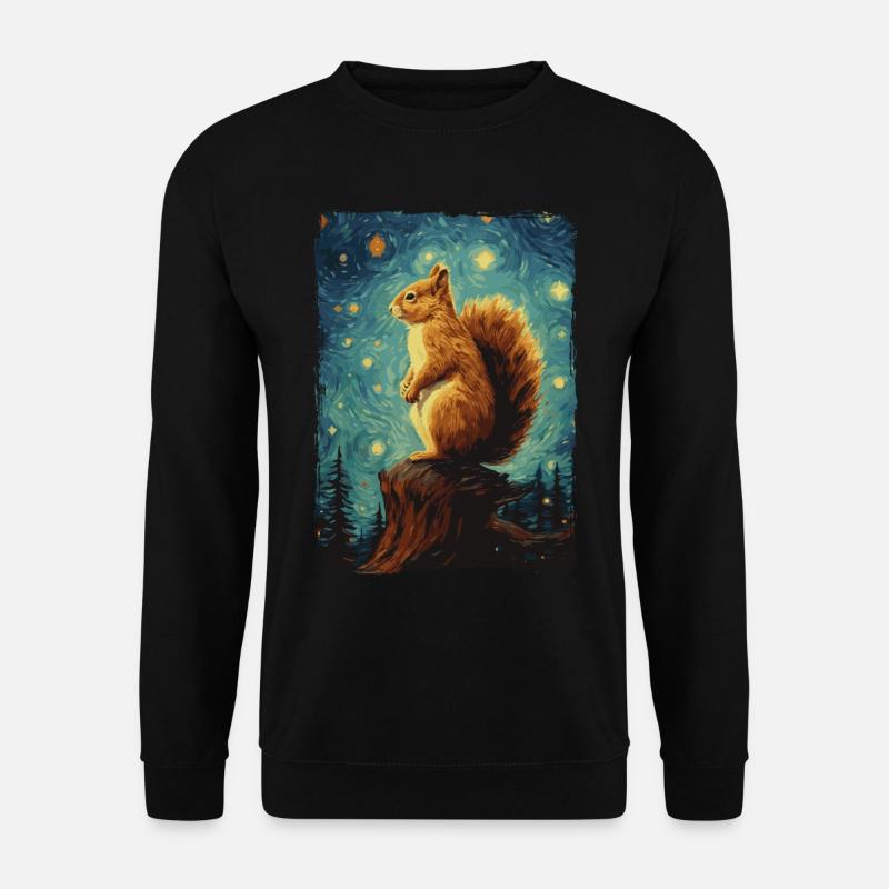 Squirrel Starry Night - Unisex Sweatshirt - black