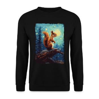 Squirrel Starry Night - Unisex Sweatshirt - black - Front - Alina (178cm) & Michal (187cm)