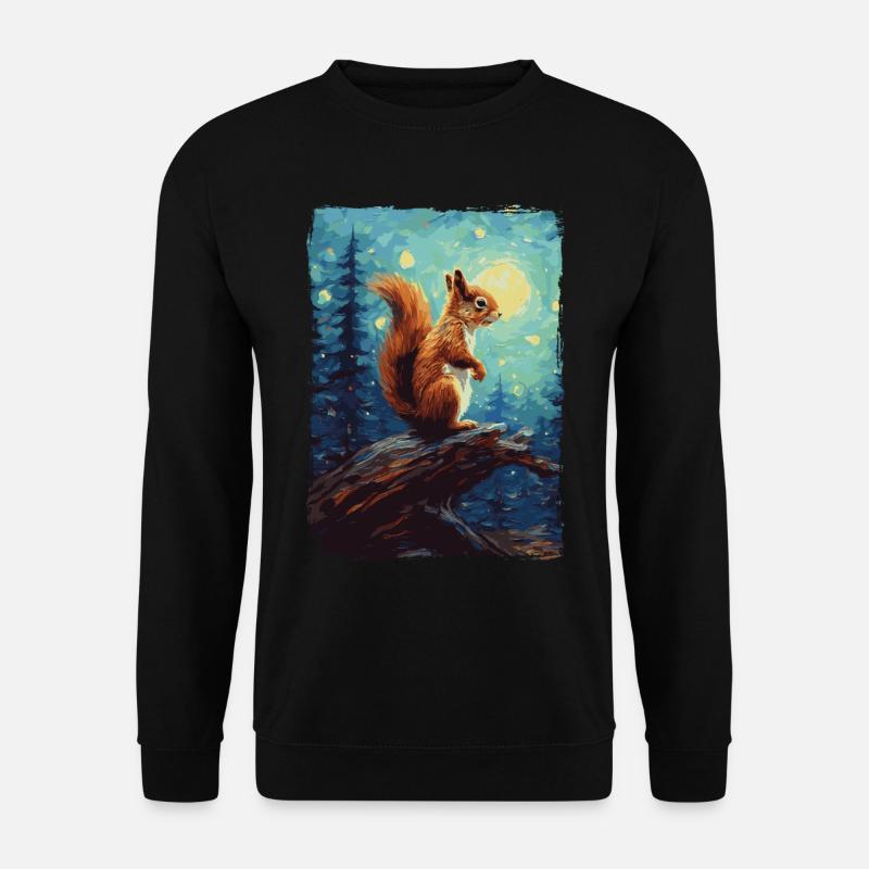 Squirrel Starry Night - Unisex Sweatshirt - black