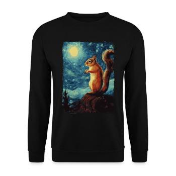 Squirrel Starry Night - Unisex Sweatshirt - black - Front - Alina (178cm) & Michal (187cm)