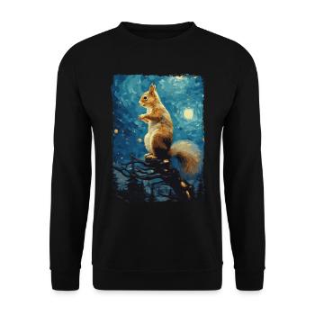 Écureuil Nuit étoilée - Sweat-shirt Unisexe - noir - Devant - Alina (178cm) & Michal (187cm)