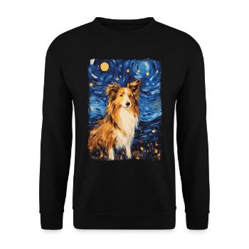 Shetland Shepherd Starry Night - Unisex Sweatshirt - black - Front - Alina (178cm) & Michal (187cm)
