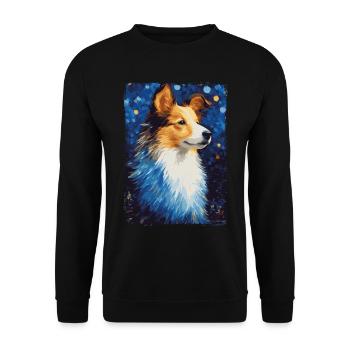 Shetland Shepherd Starry Night - Unisex Sweatshirt - black - Front - Alina (178cm) & Michal (187cm)