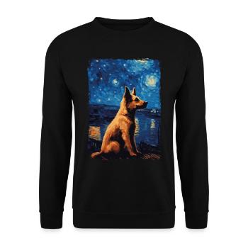 Schäferhund Starry Night - Unisex Pullover - Schwarz - Vorne - Alina (178cm) & Michal (187cm)