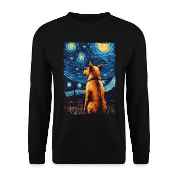 Schäferhund Starry Night - Unisex Pullover - Schwarz - Vorne - Alina (178cm) & Michal (187cm)