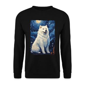 Samoyed Starry Night - Unisex Pullover - Schwarz - Vorne - Alina (178cm) & Michal (187cm)