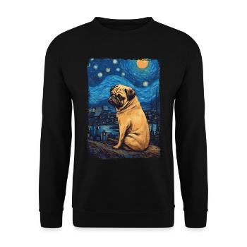 Pug Starry Night - Unisex Sweatshirt - black - Front - Alina (178cm) & Michal (187cm)