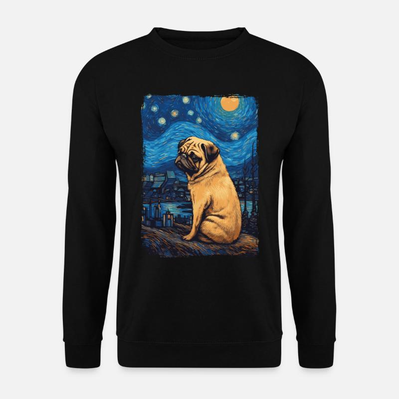 Pug Starry Night - Unisex Sweatshirt - black