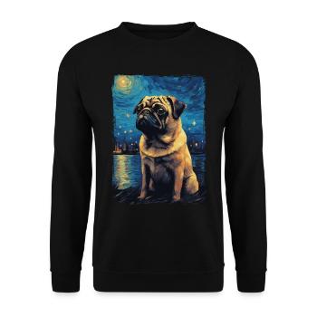 Pug Starry Night - Unisex Sweatshirt - black - Front - Alina (178cm) & Michal (187cm)
