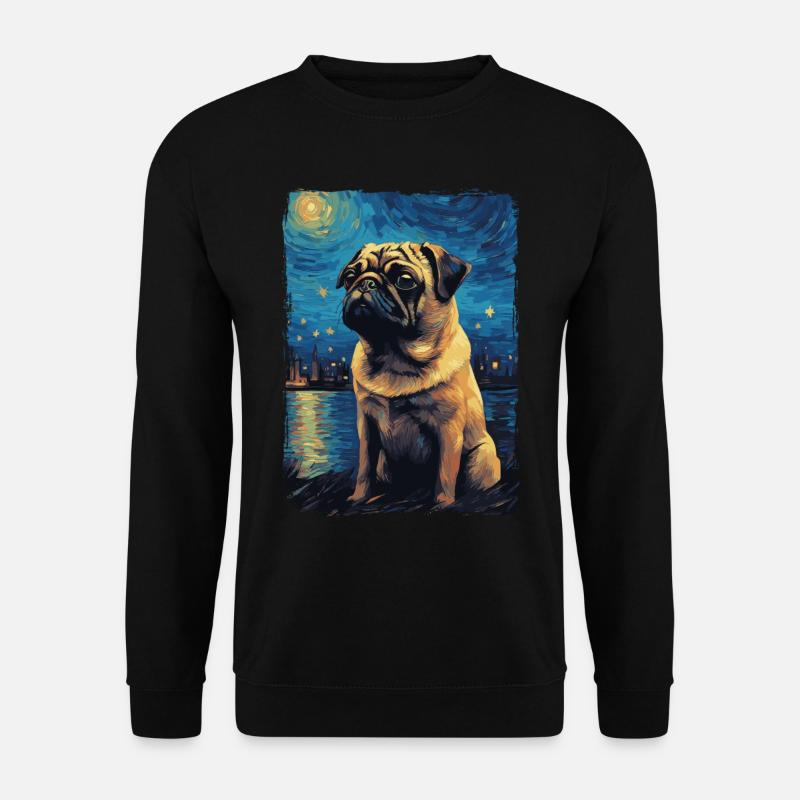 Pug Starry Night - Unisex Sweatshirt - black