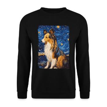 Shetland Shepherd Starry Night - Unisex Sweatshirt - black - Front - Alina (178cm) & Michal (187cm)