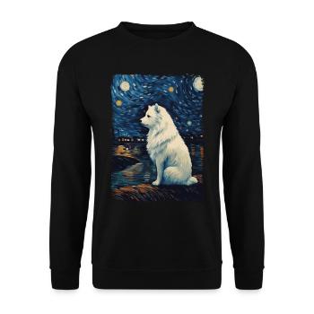 Samoyed Starry Night - Unisex Pullover - Schwarz - Vorne - Alina (178cm) & Michal (187cm)