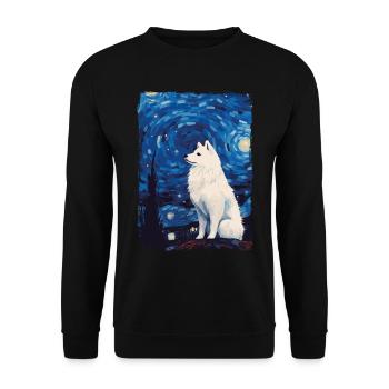 Samoyed Starry Night - Unisex Pullover - Schwarz - Vorne - Alina (178cm) & Michal (187cm)