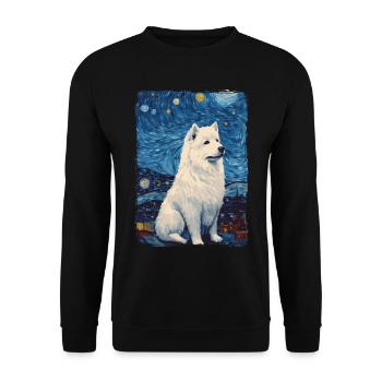 Samoyed Starry Night - Unisex Pullover - Schwarz - Vorne - Alina (178cm) & Michal (187cm)