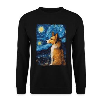 Shetland Shepherd Starry Night - Unisex Sweatshirt - black - Front - Alina (178cm) & Michal (187cm)
