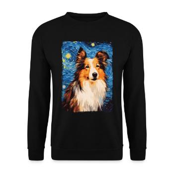 Shetland Shepherd Starry Night - Unisex Sweatshirt - black - Front - Alina (178cm) & Michal (187cm)
