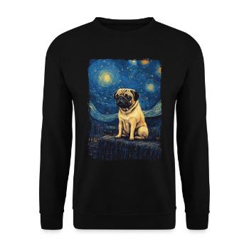 Pug Starry Night - Unisex Sweatshirt - black - Front - Alina (178cm) & Michal (187cm)