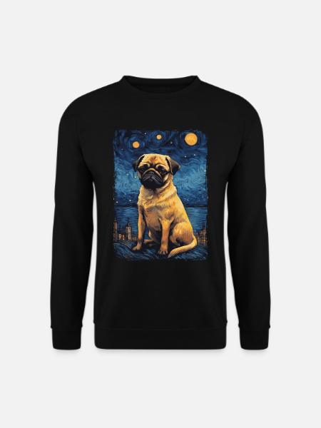 Pug Starry Night - Unisex Sweatshirt - black