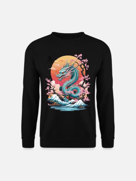 Japanischer Drache Tattoo Aesthetic Streetwear - Unisex Pullover - Schwarz