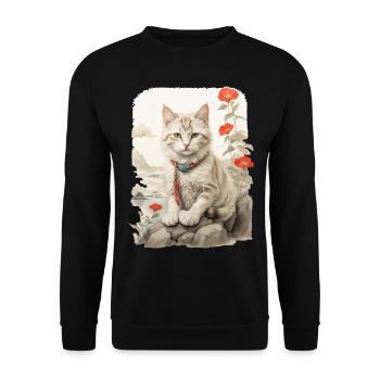 Hauskatzen Besitzer Niedliche Katze Katzen Dame - Unisex Pullover - Schwarz - Vorne - Alina (178cm) & Michal (187cm)