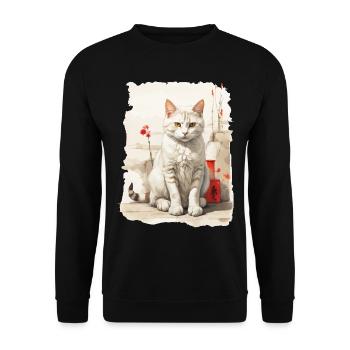Hauskatzen Besitzer Niedliche Katze Katzen Dame - Unisex Pullover - Schwarz - Vorne - Alina (178cm) & Michal (187cm)