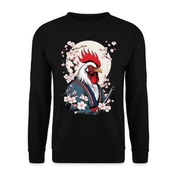 Coq Vintage samouraï Ukiyo-E Style Design - Sweat-shirt Unisexe - noir - Devant - Alina (178cm) & Michal (187cm)