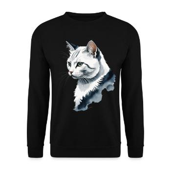 Cute Cat Design for Domestic Cat Owners - Unisex Sweatshirt - black - Front - Alina (178cm) & Michal (187cm)