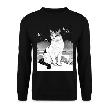Hauskatzen Besitzer Niedliche Katze Katzen Dame - Unisex Pullover - Schwarz - Vorne - Alina (178cm) & Michal (187cm)