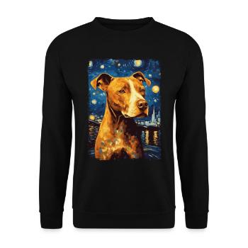 Pitbull Dog Starry Night - Unisex Sweatshirt - black - Front - Alina (178cm) & Michal (187cm)