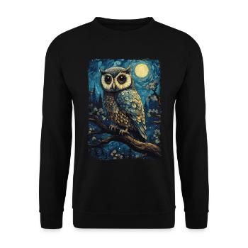 Hibou Nuit étoilée - Sweat-shirt Unisexe - noir - Devant - Alina (178cm) & Michal (187cm)