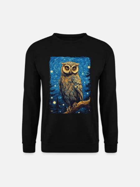 Eule Starry Night - Unisex Pullover - Schwarz