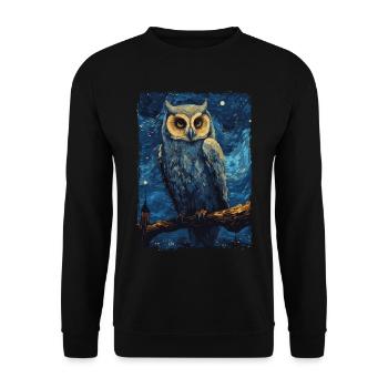 Owl Starry Night - Unisex Sweatshirt - black - Front - Alina (178cm) & Michal (187cm)