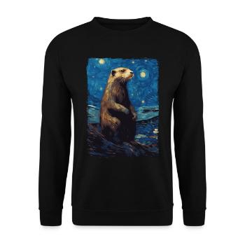 Otter Starry Night - Unisex Pullover - Schwarz - Vorne - Alina (178cm) & Michal (187cm)