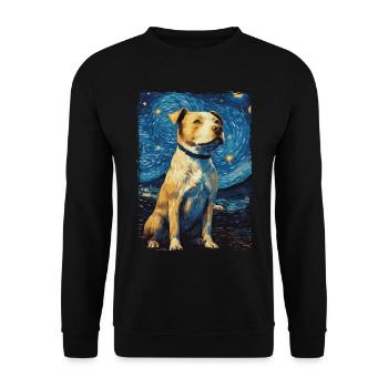 Pitbull Dog Starry Night - Unisex Sweatshirt - black - Front - Alina (178cm) & Michal (187cm)