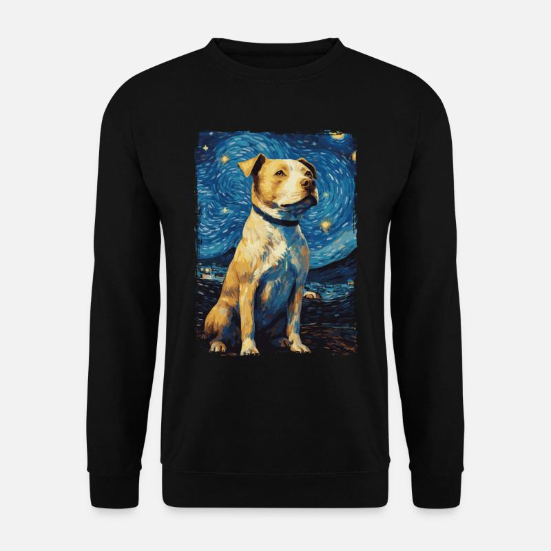 Pitbull Dog Starry Night - Unisex Sweatshirt - black