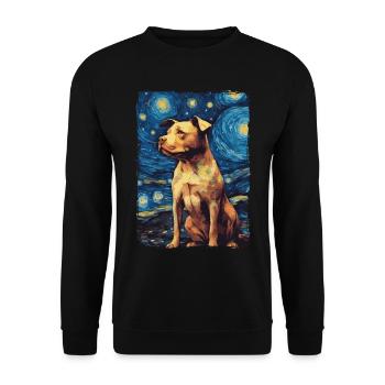 Pitbull Dog Starry Night - Unisex Sweatshirt - black - Front - Alina (178cm) & Michal (187cm)