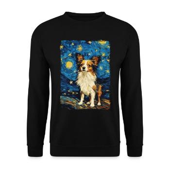 Papillon Hund Starry Night - Unisex Pullover - Schwarz - Vorne - Alina (178cm) & Michal (187cm)
