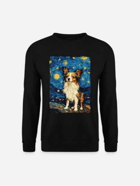 Papillon Hund Starry Night - Unisex Pullover - Schwarz
