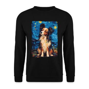 Papillon Hund Starry Night - Unisex Pullover - Schwarz - Vorne - Alina (178cm) & Michal (187cm)