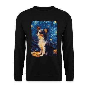 Papillon Hund Starry Night - Unisex Pullover - Schwarz - Vorne - Alina (178cm) & Michal (187cm)