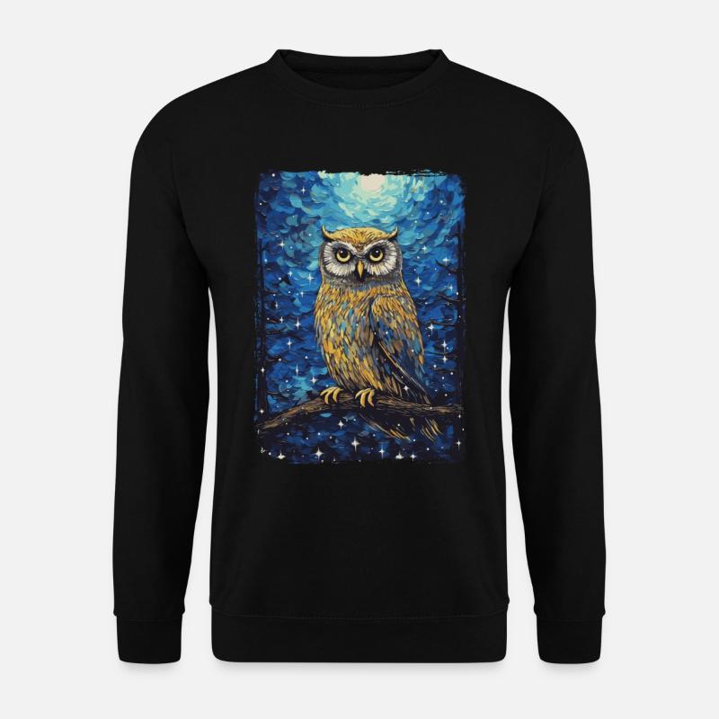 Eule Starry Night - Unisex Pullover - Schwarz