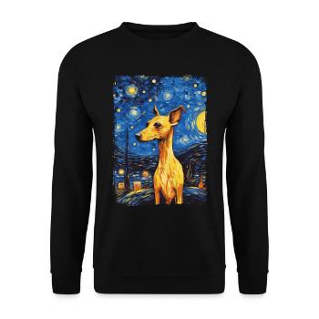 Lévrier italien Nuit étoilée - Sweat-shirt Unisexe - noir - Devant - Alina (178cm) & Michal (187cm)