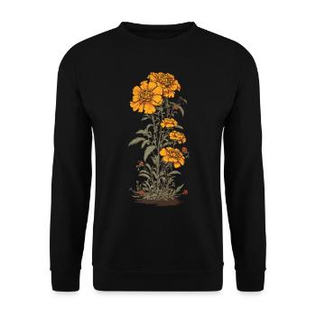 Tagetes Floral Decoration Vintage Aesthetic Streetwear - Unisex Sweatshirt - black - Front - Alina (178cm) & Michal (187cm)