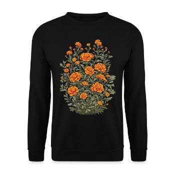 Tagetes Floral Decoration Vintage Aesthetic Streetwear - Unisex Sweatshirt - black - Front - Alina (178cm) & Michal (187cm)