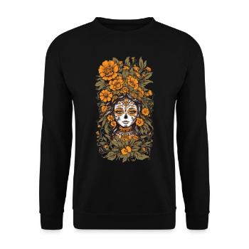 Floral Decoration Vintage Aesthetic Streetwear Design - Unisex Sweatshirt - black - Front - Alina (178cm) & Michal (187cm)
